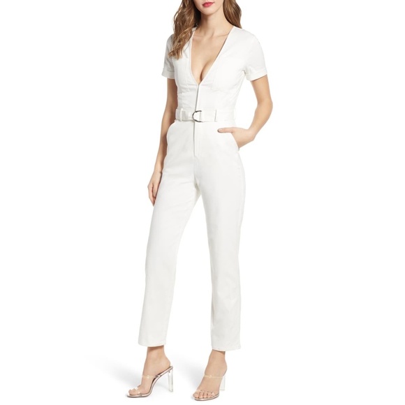 Tiger Mist Pants - NWT TIGER MIST Phillipa Denim White Jumpsuit #XX9